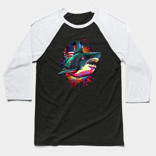 Patriotic Shark Baseball T-Shirt